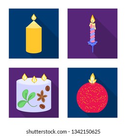 Vector design of candlelight and decoration    icon. Collection of candlelight and flame vector icon for stock.