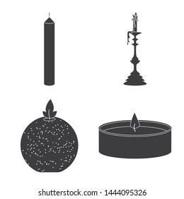 Vector design of candlelight and decoration icon. Collection of candlelight and wax stock vector illustration.