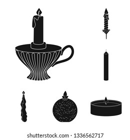 Vector design of candlelight and decoration   logo. Set of candlelight and wax stock vector illustration.