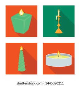 Vector design of candlelight and decoration logo. Collection of candlelight and flame vector icon for stock.