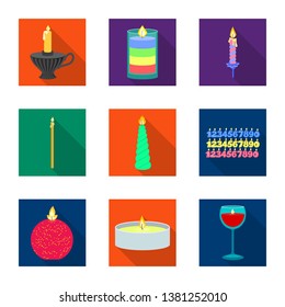 Vector design of candlelight and decoration    symbol. Set of candlelight and flame stock vector illustration.