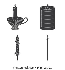 Vector design of candlelight and decoration symbol. Set of candlelight and wax stock vector illustration.