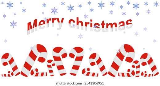 vector design of candy cane and snowflakes on christmas day