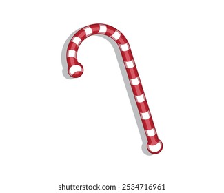 vector design of a candy shaped like a stick or stalk in a mixture of red and white, usually used as Christmas gift knick-knacks