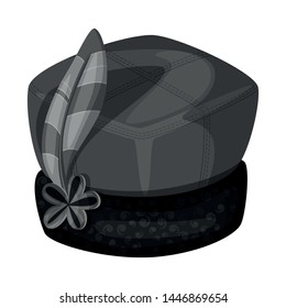 Vector design of cap and confederate symbol. Collection of cap and headdress stock symbol for web.