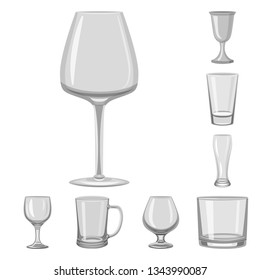 Vector design of capacity and glassware logo. Set of capacity and restaurant stock vector illustration.