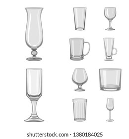 Vector design of capacity and glassware symbol. Collection of capacity and restaurant vector icon for stock.
