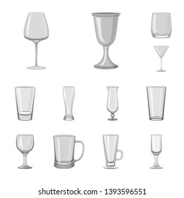 Vector design of capacity and glassware symbol. Collection of capacity and restaurant vector icon for stock.