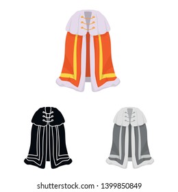 Vector design of cape and king logo. Set of cape and super stock vector illustration.