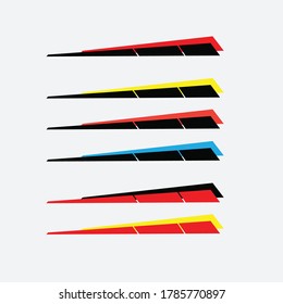 Vector design of car body sticker template with strips of various colors