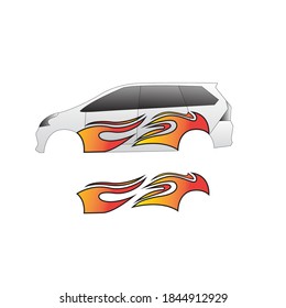 vector design of car body sticker flames