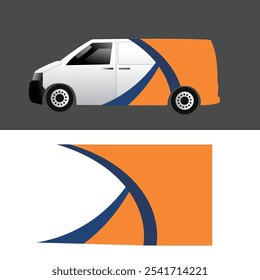 vector design of car body sticker for cargo van delivery, company branding sticker