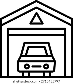 Estilo del icono del garaje del coche del diseño del Vector