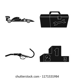 Vector design of car and rally icon. Collection of car and race vector icon for stock.