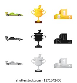 Vector design of car and rally icon. Set of car and race stock vector illustration.