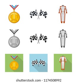 Vector design of car and rally icon. Collection of car and race stock vector illustration.