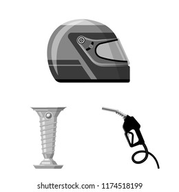 Vector design of car and rally icon. Collection of car and race vector icon for stock.