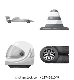 Vector design of car and rally icon. Set of car and race stock symbol for web.