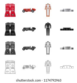 Vector design of car and rally icon. Set of car and race stock symbol for web.