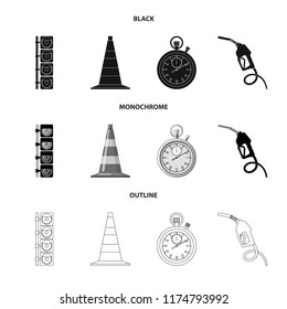 Vector design of car and rally icon. Set of car and race stock symbol for web.