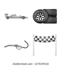 Vector design of car and rally icon. Set of car and race vector icon for stock.