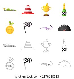 Vector design of car and rally icon. Collection of car and race vector icon for stock.