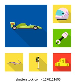 Vector design of car and rally icon. Set of car and race vector icon for stock.
