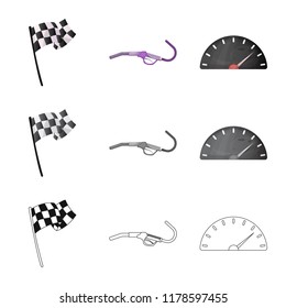 Vector design of car and rally icon. Collection of car and race stock vector illustration.