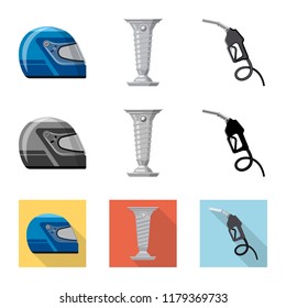 Vector design of car and rally icon. Collection of car and race vector icon for stock.