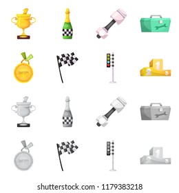Vector design of car and rally icon. Collection of car and race vector icon for stock.