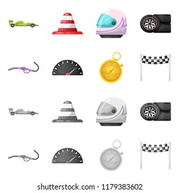 Vector design of car and rally icon. Set of car and race stock vector illustration.