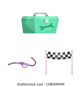 Vector design of car and rally icon. Collection of car and race stock symbol for web.