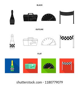 Vector design of car and rally icon. Set of car and race stock vector illustration.