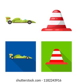 Vector design of car and rally icon. Set of car and race vector icon for stock.