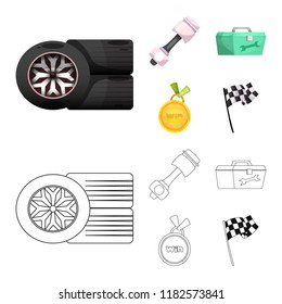 Vector design of car and rally icon. Collection of car and race vector icon for stock.