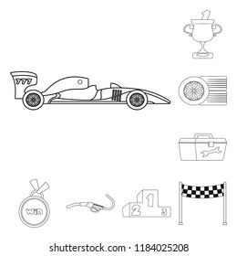 Vector design of car and rally icon. Set of car and race stock vector illustration.