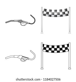 Vector design of car and rally icon. Collection of car and race stock vector illustration.