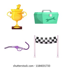 Vector design of car and rally icon. Collection of car and race vector icon for stock.