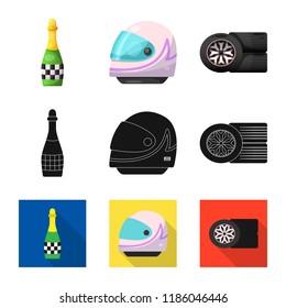 Vector design of car and rally icon. Collection of car and race stock symbol for web.