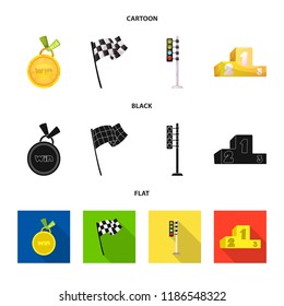 Vector design of car and rally icon. Collection of car and race vector icon for stock.