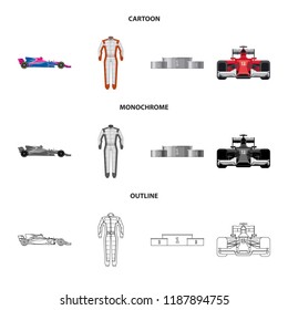 Vector design of car and rally icon. Collection of car and race stock vector illustration.