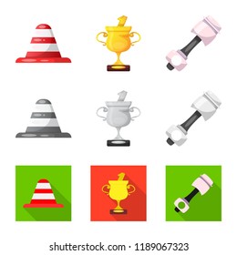 Vector design of car and rally icon. Collection of car and race vector icon for stock.