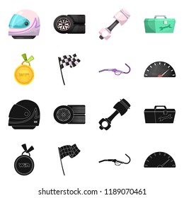 Vector design of car and rally icon. Collection of car and race stock vector illustration.