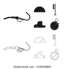 Vector design of car and rally icon. Set of car and race stock symbol for web.