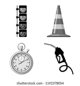 Vector design of car and rally icon. Set of car and race stock vector illustration.