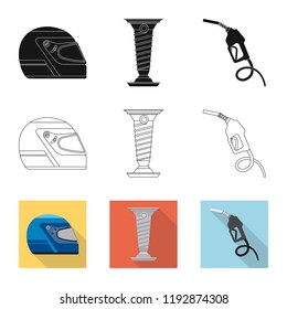 Vector design of car and rally icon. Collection of car and race stock vector illustration.