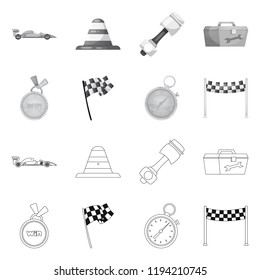 Vector design of car and rally icon. Set of car and race vector icon for stock.