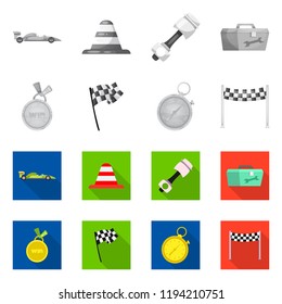 Vector design of car and rally icon. Collection of car and race stock vector illustration.