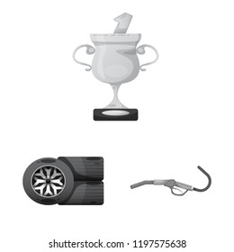 Vector design of car and rally icon. Set of car and race vector icon for stock.