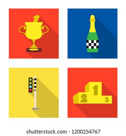 Vector design of car and rally icon. Set of car and race stock vector illustration.
